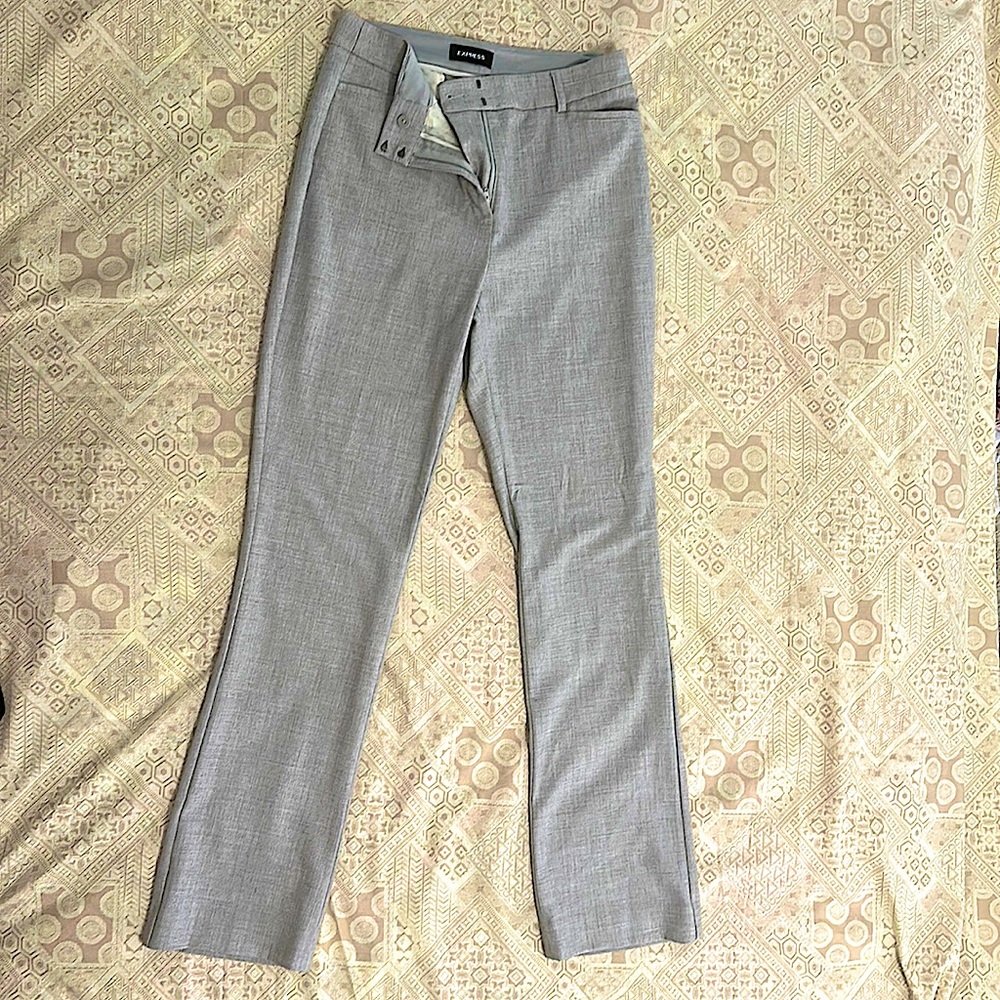 Express Columnist Barely Boot High Rise Stretch Gray Work Pants